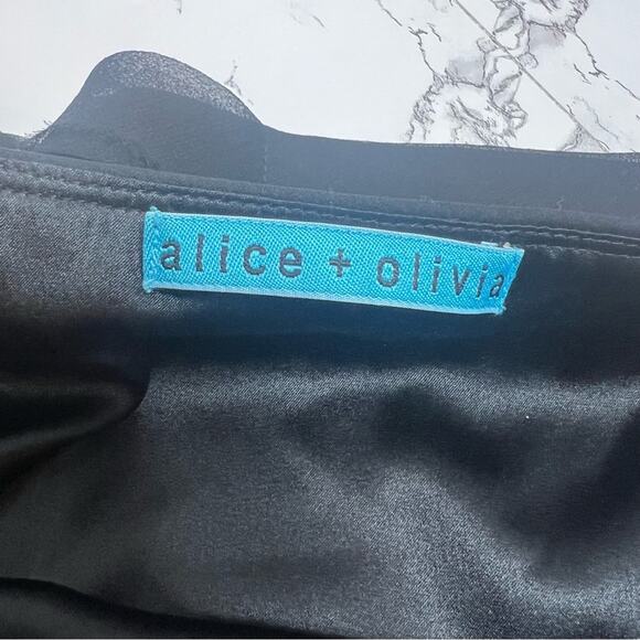 Alice + Olivia black silk layered pleat neckline top - Picture 4 of 5